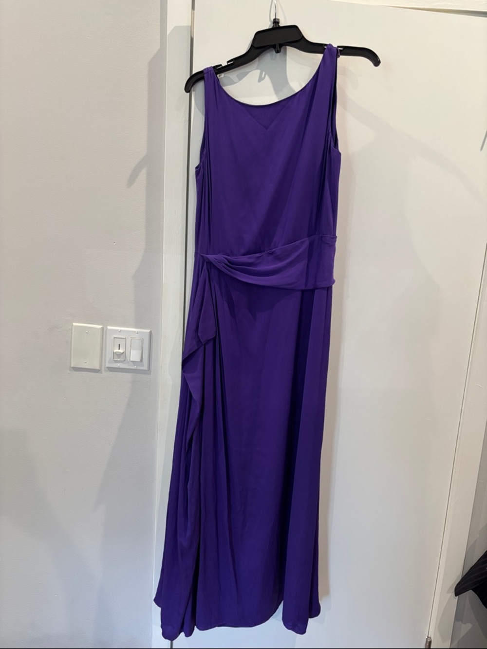 Armani Collezioni Purple Sleeveless Draped Maxi Dress